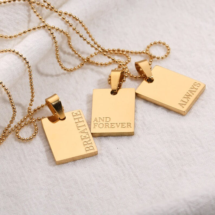 Gold Inspirational Tag Necklace.