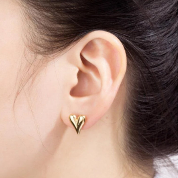 Heart Stud Earrings - 14kt Gold Plated.