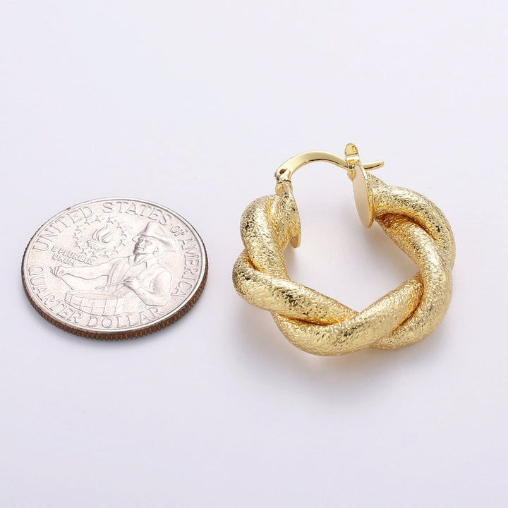 Chunky Frosted Twisted Hoop Earrings.