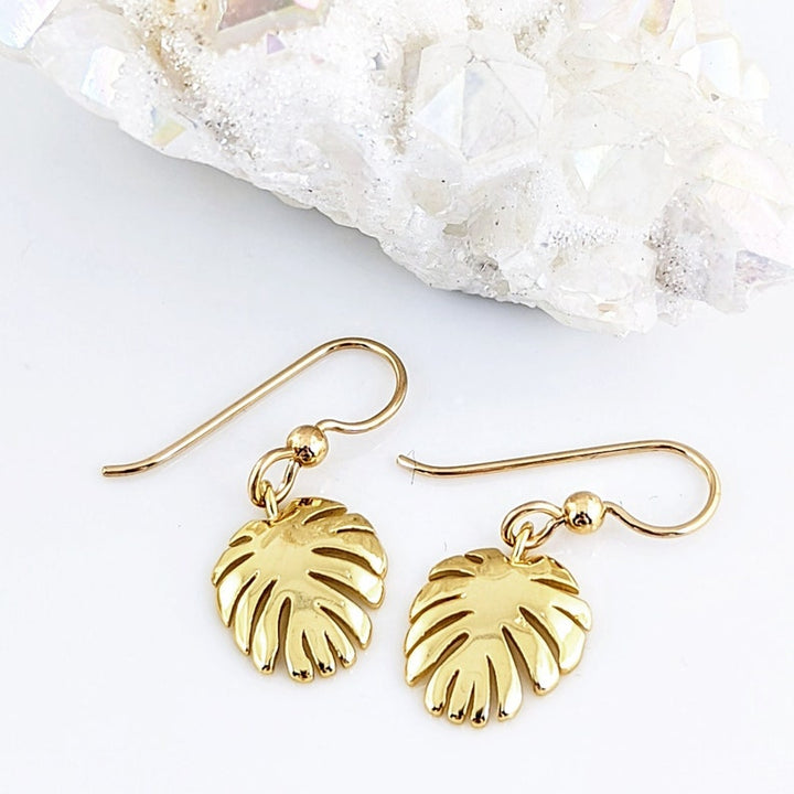 Dainty Gold Leaf Earrings.