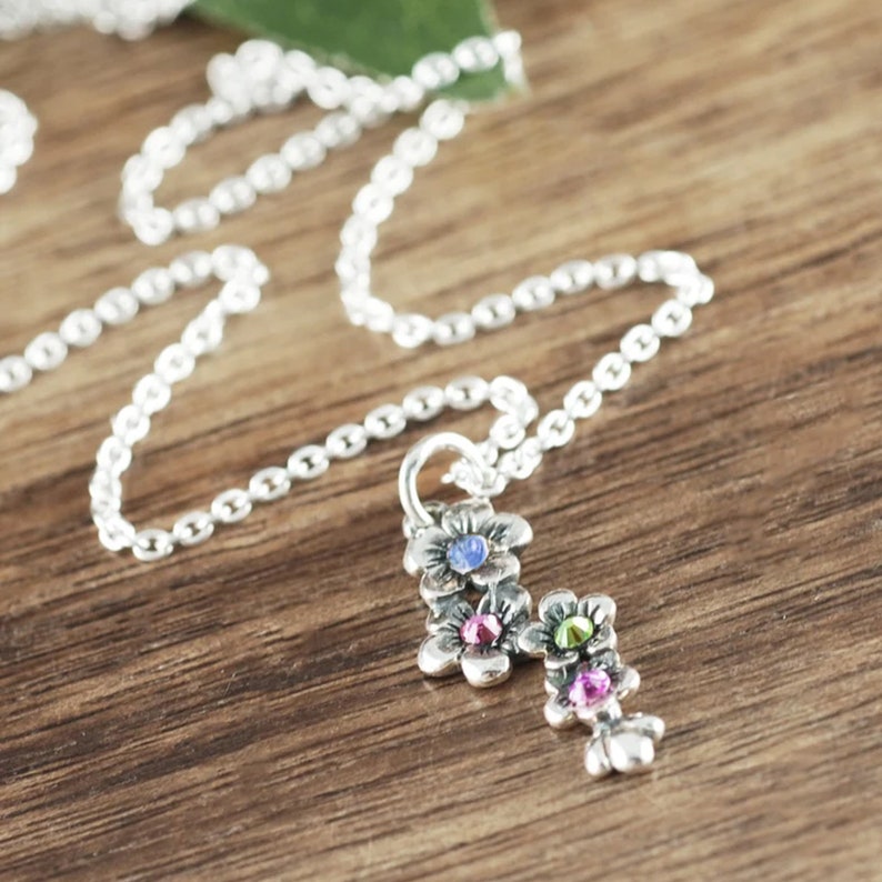 Cherry Blossom Necklace with birthstones.
