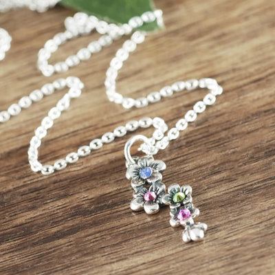 Cherry Blossom Necklace with birthstones.