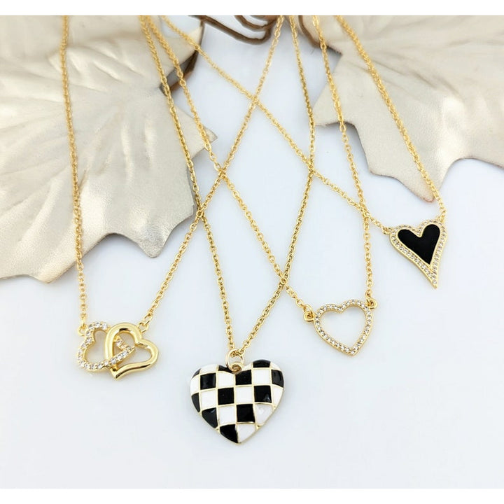Checkered Heart Necklace.