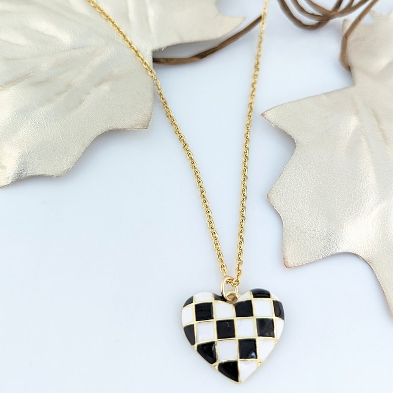 Checkered Heart Necklace.