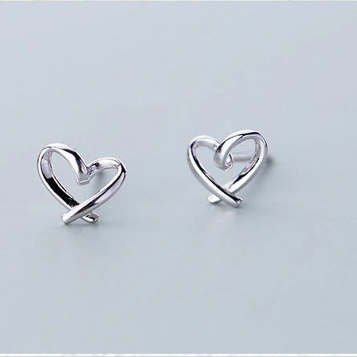 Sterling Silver Heart Stud Earrings.