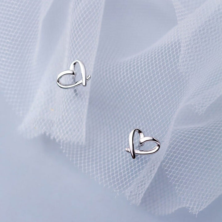 Sterling Silver Heart Stud Earrings.
