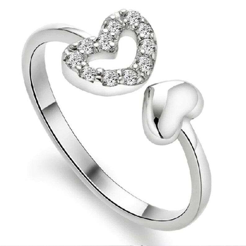 Sterling Silver Double Heart Ring