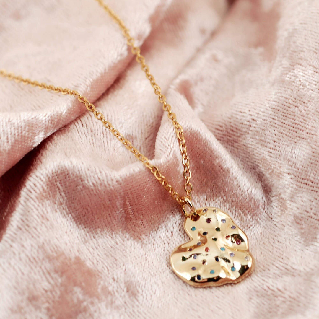 Gold Pave Heart Necklace.