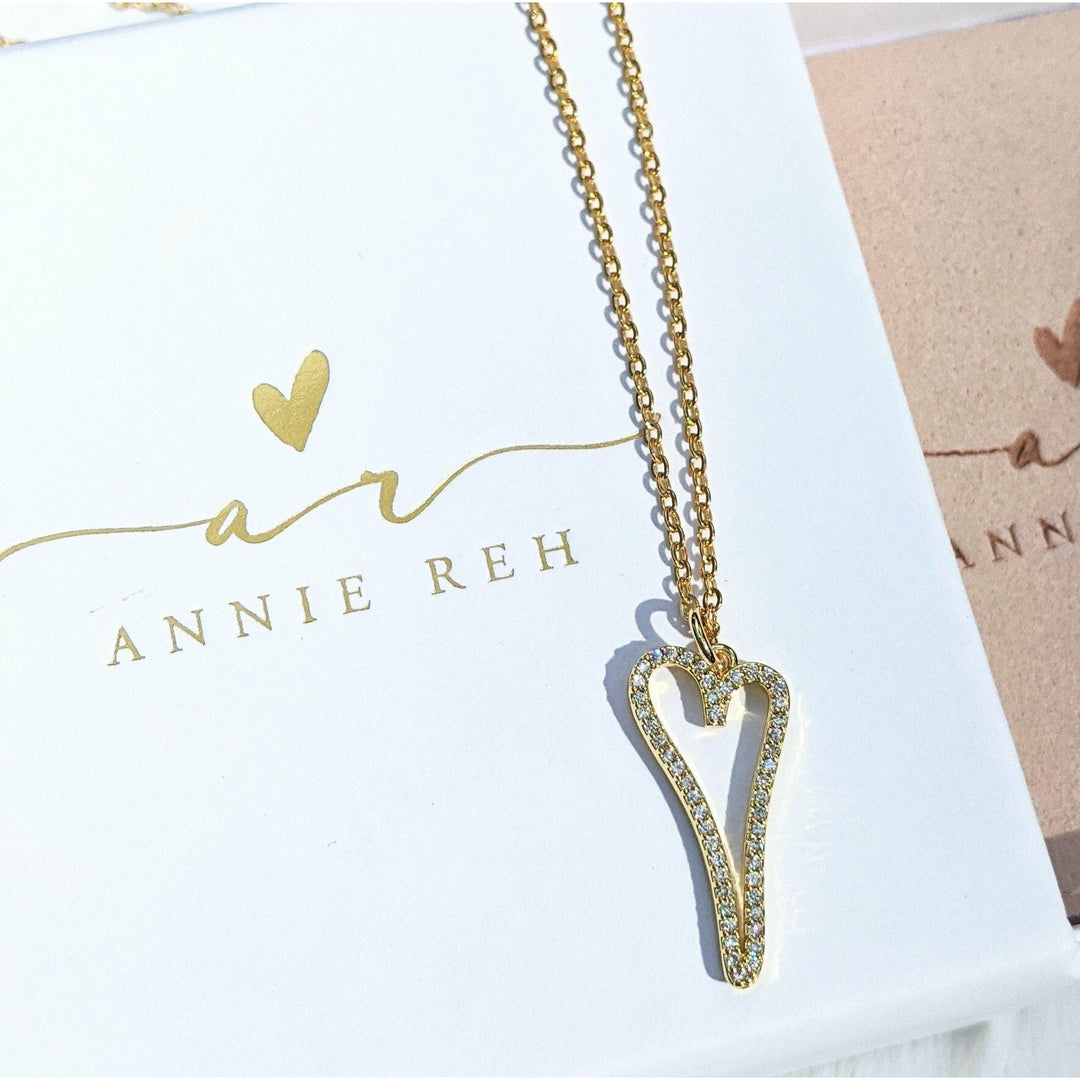 Elongated Crystal Heart Necklace.