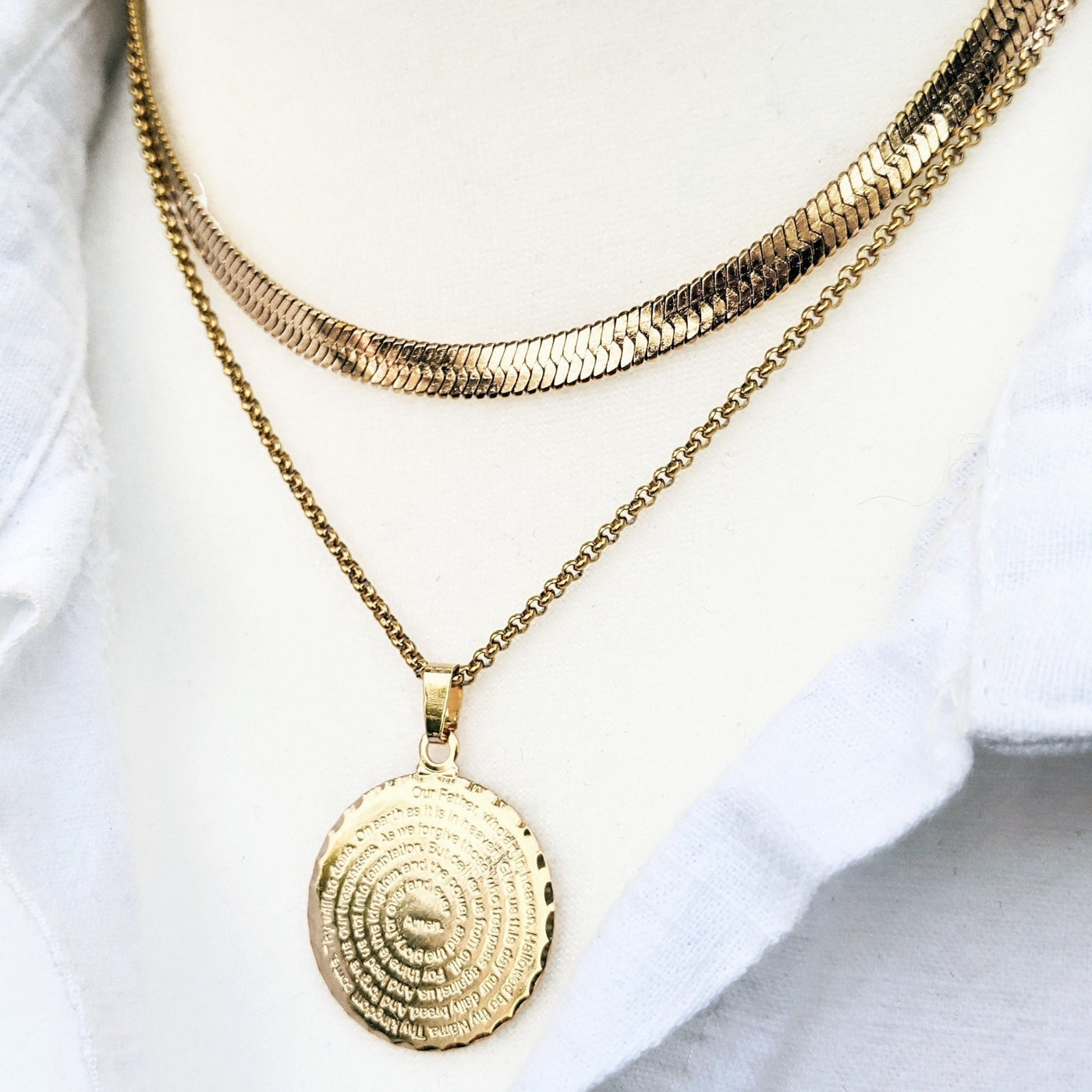 24kt Gold Filled Medallion - The Lord's Prayer Necklace.