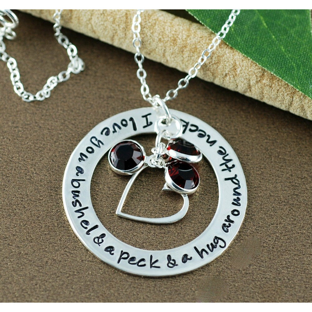I love you a bushel and a peck Hand Stamped Necklace.