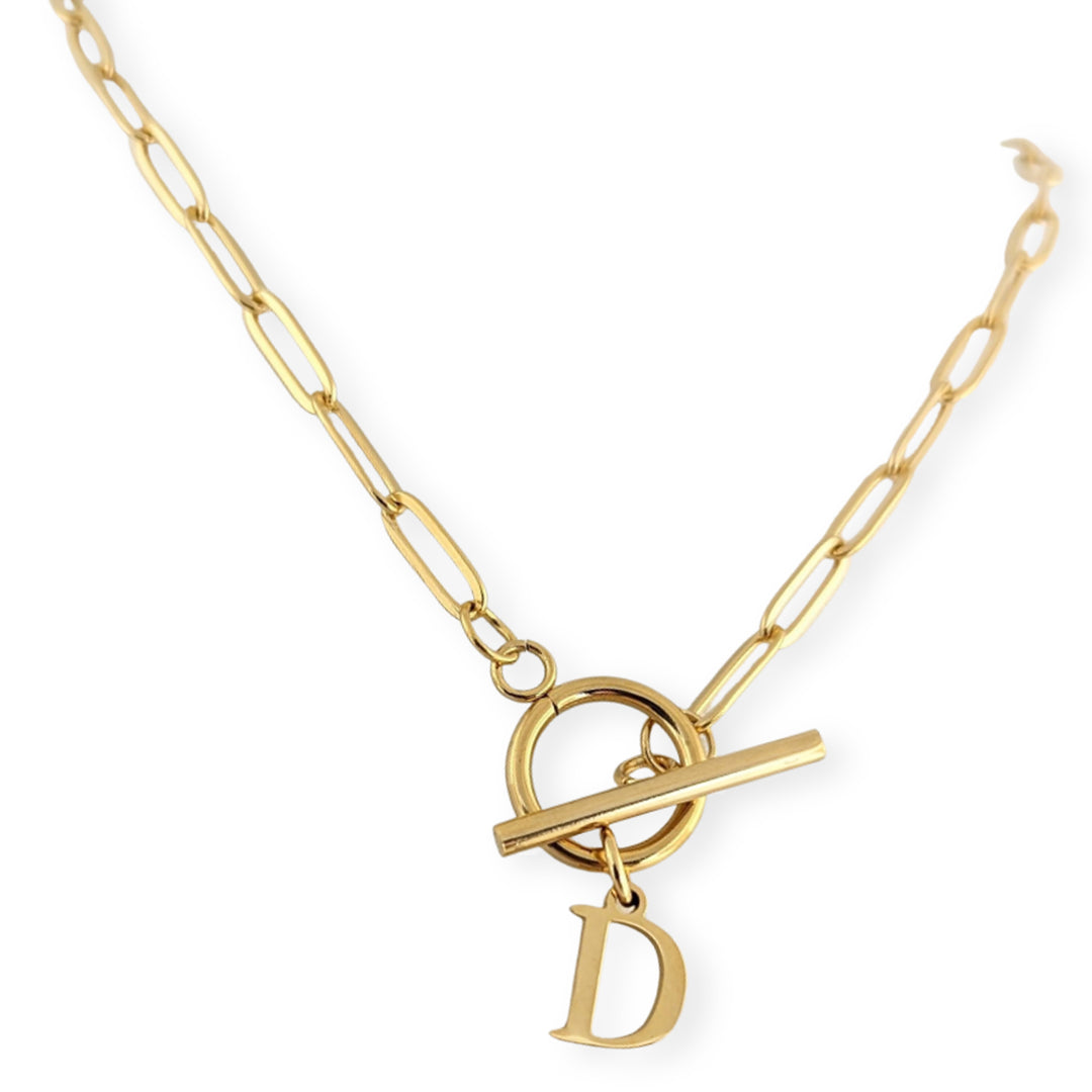 Stainless Steel Initial Paperclip Necklace