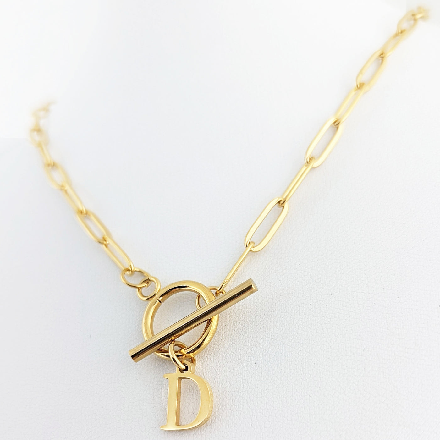 Stainless Steel Initial Paperclip Necklace
